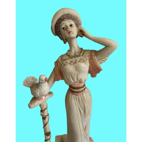 Artmark Marlo Collection, Lady With Bird Figurine Victorian Dress Resin 9” Tall - Picture 1 of 6